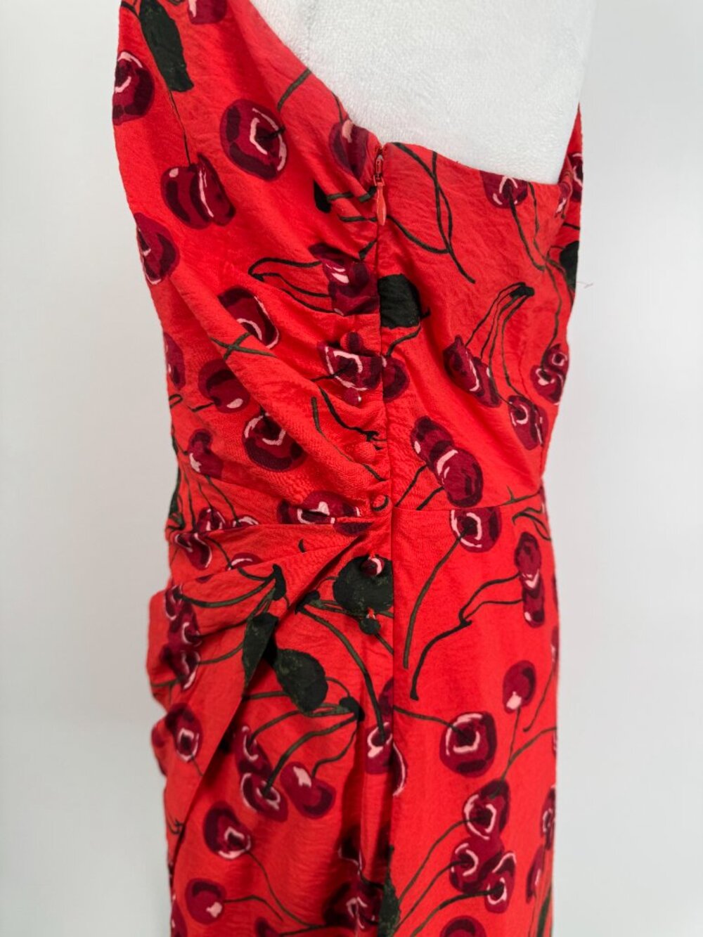 Maeve Red Cherry-Print One-Shoulder Mini Dress - Picture 7 of 14
